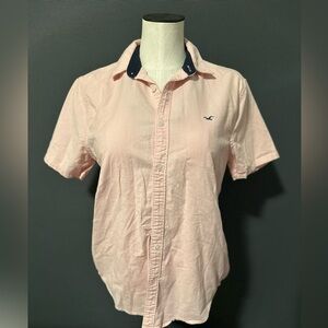 Hollister Pink Button-Up Shirt with Logo